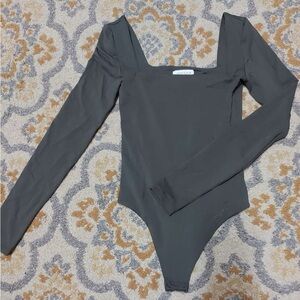 Aritzia Contour olive green long sleeve thong bodysuit
